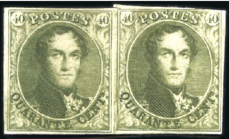 Stamp of Belgium » Belgique. 1849 Médaillons (filigrane encadré) - La Genèse - Épreuves Épreuve de la planche: 40 centimes en vert-olive s