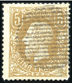 Stamp of Belgium » Belgique. 1869-83 Nouveaux types et nouvelles valeurs - Émission 5F brun-pâle, exceptionnellement oblitéré du cache