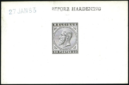Stamp of Belgium » Belgique. 1883 Nouvelles valeurs - La Genèse 50c noir, Épreuve du coin sur petit feuillet carto