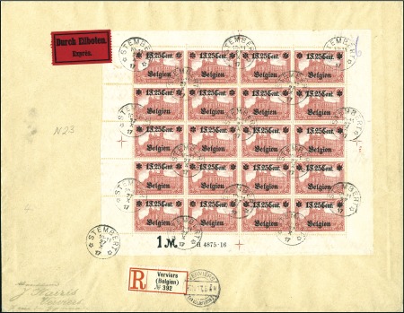 Stamp of Germany » German WWI Occupation Issues » Belgium 1916 Surcharges "Cent. ou F.", 1F25 sur 1M carmin,