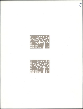 Stamp of Belgium » General issues from 1894 onwards 1962 EUROPA 3F et 6F en trois épreuves collectives