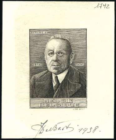 Stamp of Belgium » General issues from 1894 onwards 1956 Anseele, quatre épreuves en couleurs différen
