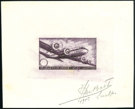 Stamp of Belgium » General issues from 1894 onwards 1946 "Skymaster" Épreuve du coin adopté en violet 