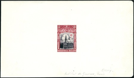 Stamp of Belgium » General issues from 1894 onwards 1928 Cathédrale 5F +5F, Projet non adopté, Épreuve