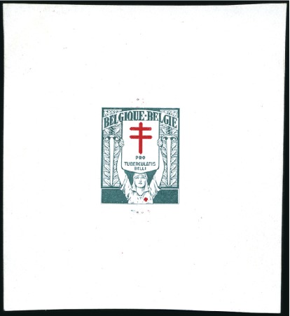 Stamp of Belgium » General issues from 1894 onwards 1925 Antituberculeux, épreuve du coin en vert, car