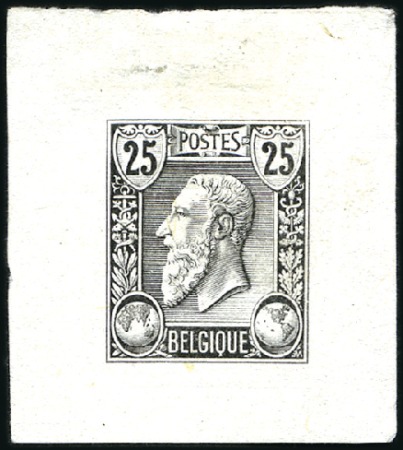 Stamp of Belgium » Belgique. 1884-91 Nouveaux types, nouvelles valeurs - La Genèse 25c noir, épreuve du coin, sur petit feuillet papi