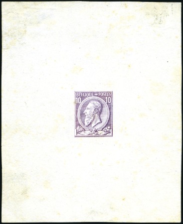 Stamp of Belgium » Belgique. 1884-91 Nouveaux types, nouvelles valeurs - La Genèse 10c violet, épreuve du coin, sur grand feuillet pa