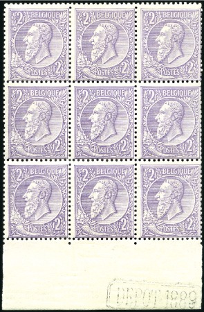 Stamp of Belgium » Belgique. 1884-91 Nouveaux types, nouvelles valeurs - Émission 2F violet, neuf et neuf sans charnière, bloc de ne