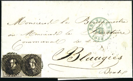 Stamp of Belgium » Belgique. 1849 Médaillons (filigrane encadré) - Émission 10c Brun foncé, deux exemplaires bien margés, obli