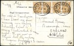 Stamp of Russia » Russia Post in China - Chinese Eastern Railway 1907/10 Postcards (2) to England, 1907 franked 1k 