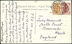 Stamp of Russia » Russia Post in China - Chinese Eastern Railway 1907/10 Postcards (2) to England, 1907 franked 1k 