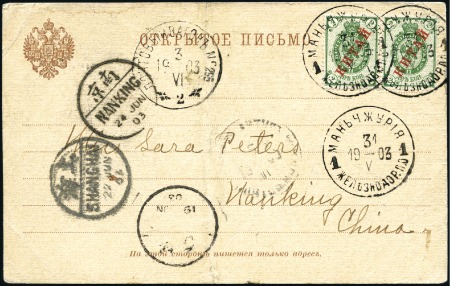 Stamp of Russia » Russia Post in China - Chinese Eastern Railway 1903 Postcard from American missionary travelling 