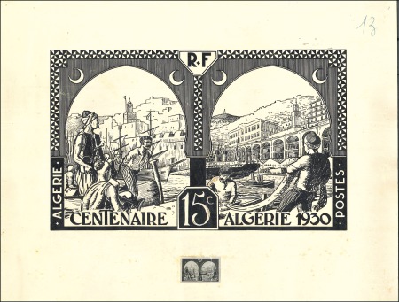 Stamp of Colonies françaises » Algérie 1930 Centenaire de l'Algérie, deux maquette grand 