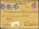 Stamp of Switzerland / Schweiz » Sitzende Helvetia Gezaehnt » Frankaturen 50C lila (2), 10C rot und 5C braun