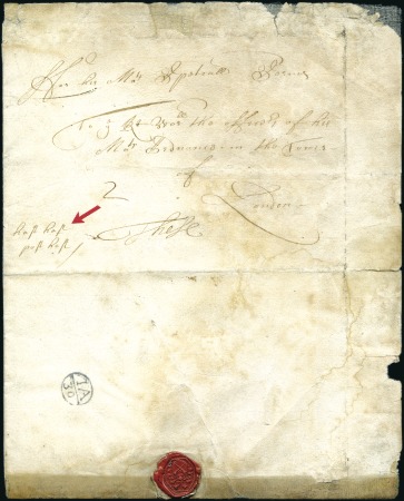 Stamp of Great Britain "HASTE HASTE POST HASTE"

1666 (Jan 30) Disinfec