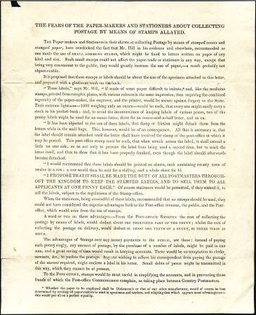 Stamp of Great Britain CIRCULAR REGARDING THE FEARS OF PAPER-MAKERS BY TH