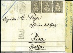 Stamp of Switzerland / Schweiz » Sitzende Helvetia Gezaehnt » Destinationen ITALIEN 1871: 3C schwarz, drei Exemplare