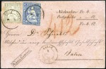 Stamp of Switzerland / Schweiz » Sitzende Helvetia Ungezähnt » 1857-62 Berner Druck, Dickes Papier 10Rp blau als AUSGABENMISCHFRANKATUR
