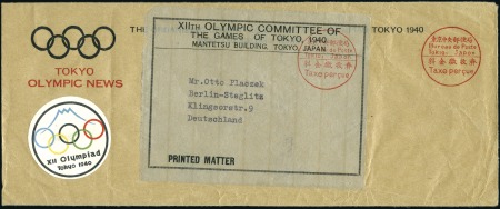 Stamp of Olympics Organising Committee envelope sent to Otto Placzek
