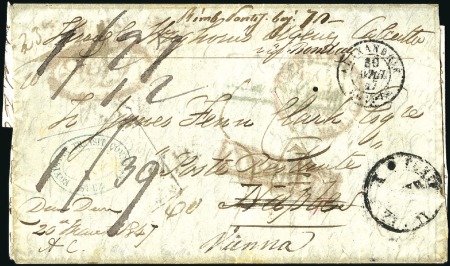 Stamp of Egypt » Private Carriers and Forwarding Agents 1847 March 20 large part of an outer letter from India to Naples