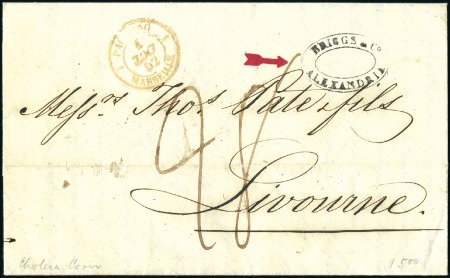 Stamp of Egypt » Private Carriers and Forwarding Agents 1852 September 24 entire letter from Alexandria to Livorno