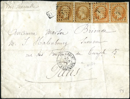 Stamp of Egypt » French Post Offices 1863 August 25 envelope from Cairo to Paris