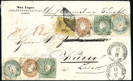 Stamp of Egypt » 1866 First Issue 1866/67 April 17 envelope from Johaageorgenstadt to Cairo