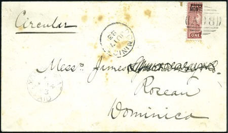 Stamp of Montserrat 1883 (Jun 17) Envelope with 1876-83 1d red vertica