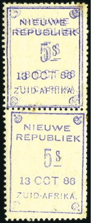 Stamp of South Africa » New Republic 1886-87 5s on yellow paper with double overprint v