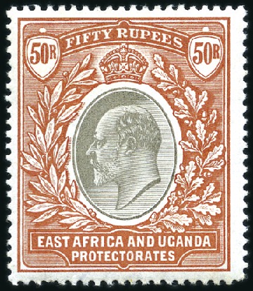 Stamp of Kenya, Uganda and Tanganyika » Kenya, Uganda and Tanganyika 1903-04 50R Grey & Red-Brown, mint og, couple of s