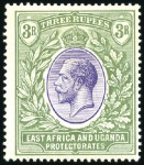 Stamp of Kenya, Uganda and Tanganyika » Kenya, Uganda and Tanganyika 1921-22 1c to 5R set of 10, mint og, fine to very 