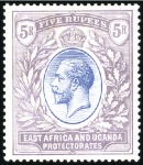 Stamp of Kenya, Uganda and Tanganyika » Kenya, Uganda and Tanganyika 1921-22 1c to 5R set of 10, mint og, fine to very 