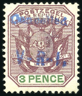 Stamp of South Africa » Anglo Boer War WOLFMARANSSTAD: 1900 3d Purple & Green, unused wit
