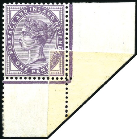 Stamp of Great Britain » 1855-1900 Surface Printed 1881 1d Lilac corner marginal with paper fold caus