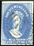 Stamp of Australia » Tasmania 1855 1d, 2d and 4d used singles, all four margined