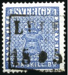 Stamp of Sweden » 1855 Skilling Banco 4sk Blue, used selection of 26 singles, showing a 