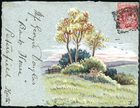 Stamp of Great Britain » Hand Illustrated and Printed Envelopes 1902-05, Group of 7 hand painted covers/cards (2 a