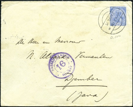 Stamp of India » Used Abroad PERIM: 1915 (Apr 24) Envelope from Perim to Java (