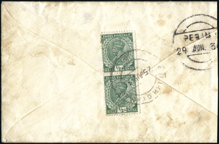 Stamp of India » Used Abroad SHEIK OTHMAN: 1935 (Jun 25) Envelope from Sheik Ot