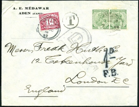 Stamp of India » Used Abroad 1918 (Sep 13) Envelope from Aden Camp to England w