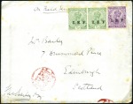 Stamp of India » Used Abroad AHWAZ: 1917 (Dec 27) Envelope from Ahwaz to Scotla