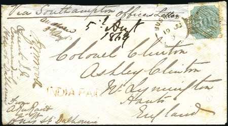 Stamp of India » Used Abroad BUSHIRE: 1869 (Jun 19) Envelope from Bushire to En