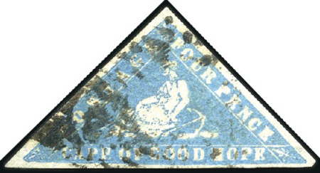 Stamp of South Africa » Cape of Good Hope 1861 "Woodblock" 4d pale grey-blue, with good to l