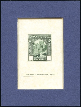 Stamp of Indian States » Bahawalpur 1948 De La Rue mockup die proof in green on sunken