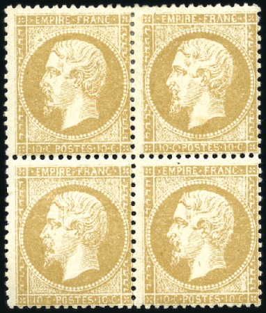 Stamp of France 1862 10c bistre en bloc de quatre neuf avec gomme 