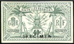 Stamp of New Hebrides 1911 Weapons & Idols, French Currency, 40c plate p