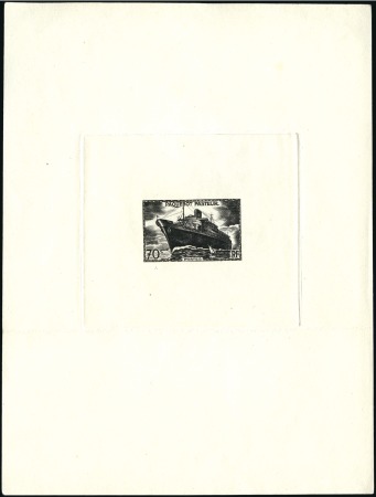 Stamp of France 1941 Paquebot Pasteur, épreuve d'artiste en noir s
