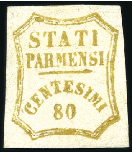 Stamp of Italian States » Parma 1859 80c bistre-olive, unused, fine, signed Diena
