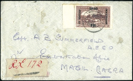 Stamp of India » Used Abroad MAHOMMERA: 1918 (Nov 30) Envelope sent registered