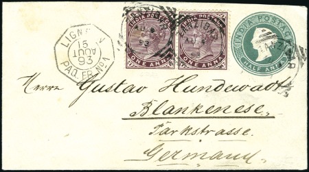 Stamp of India » Used Abroad ZANZIBAR: 1893 (Aug 4) 1/2a Postal stationery enve